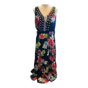 MSK Maxi Dress New w/ Tags Beaded Rhinestones Floral Spring Summer Women’s 10